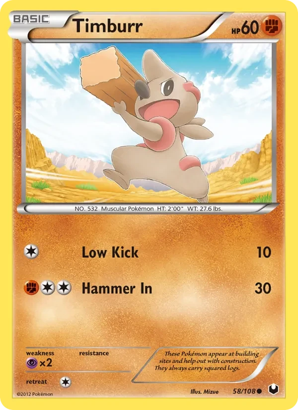 Timburr 58/108 Dark Explorers Pokémon card