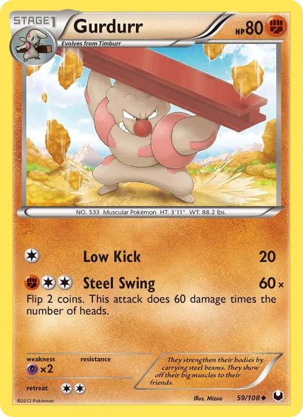 Gurdurr 59/108 Dark Explorers Pokémon card