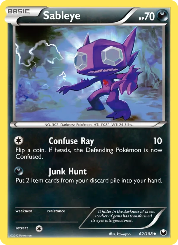 Sableye 62/108 Dark Explorers Pokémon Karte