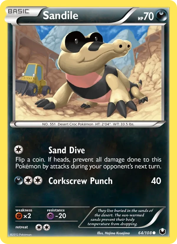Sandile 64/108 Dark Explorers Pokémon card