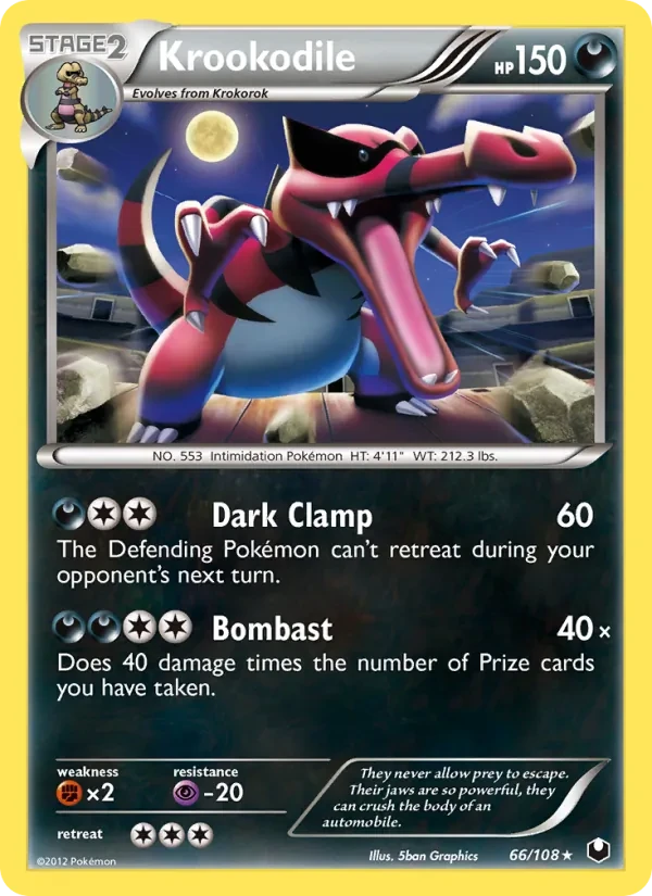 Carte Pokémon Krookodile 66/108 Dark Explorers