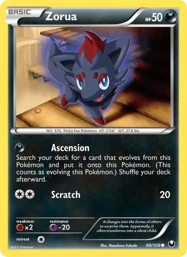 Zorua 69/108 Dark Explorers Pokémon card