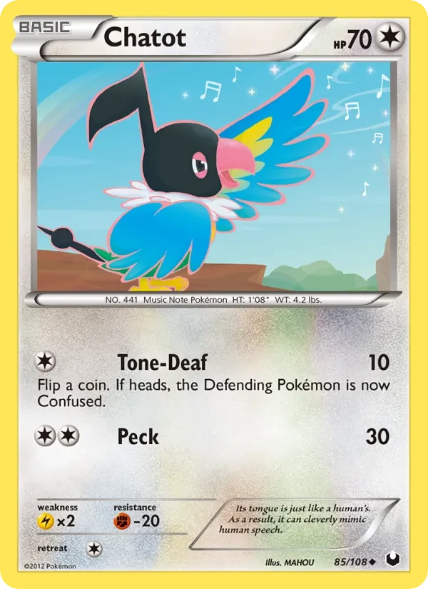Chatot 85/108 Dark Explorers Pokémon Karte
