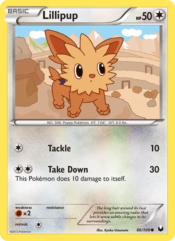 Lillipup 86/108 Dark Explorers Pokémon card