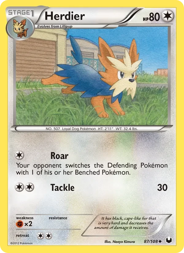Herdier 87/108 Dark Explorers Pokémon card
