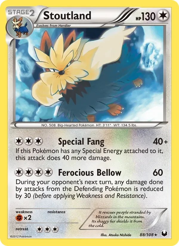 Stoutland 88/108 Dark Explorers Pokémon card