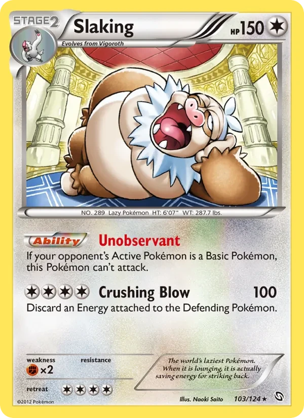 Slaking 103/124 Dragons Exalted Pokémon card