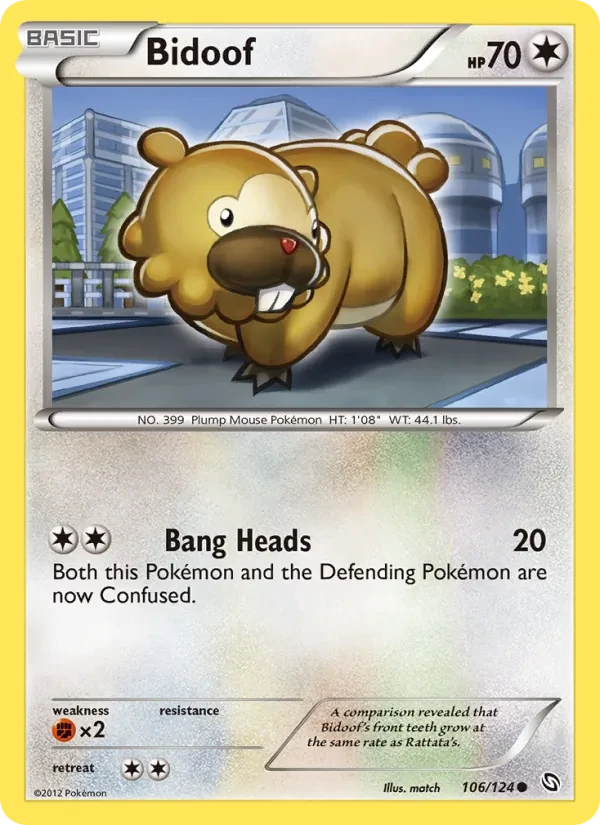 Bidoof 106/124 Dragons Exalted Pokémon Karte