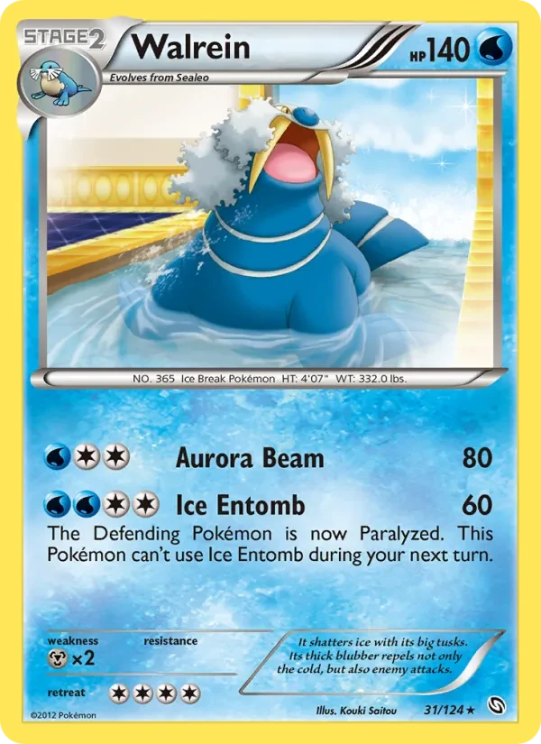 Walrein 31/124 Dragons Exalted Pokémon card