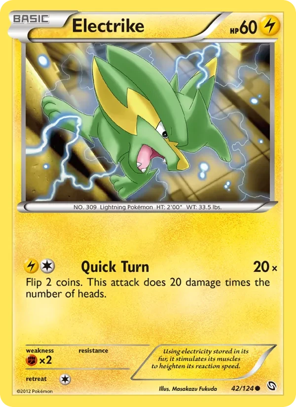 Electrike 42/124 Dragons Exalted Pokémon card