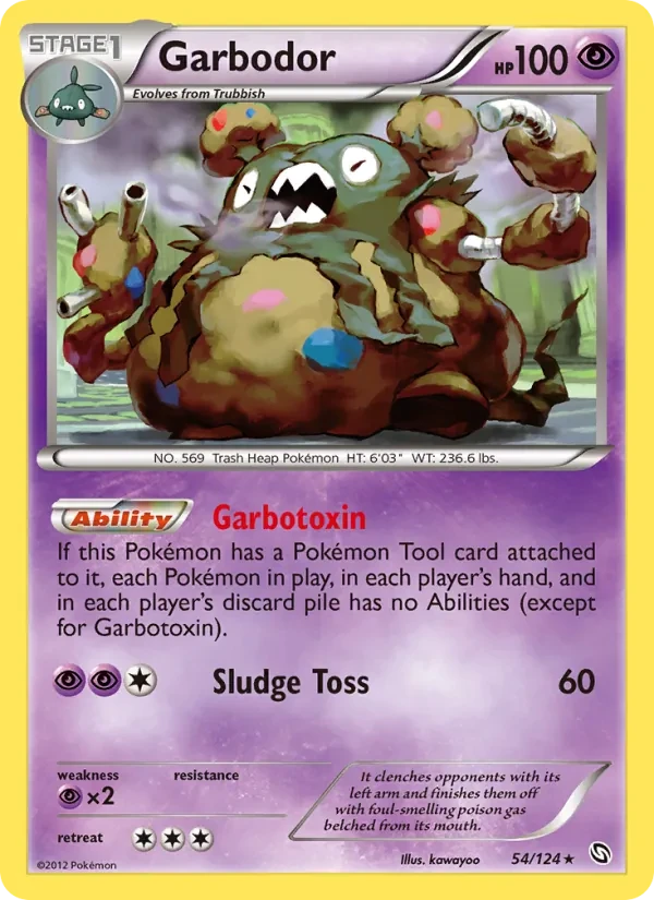 Garbodor 54/124 Dragons Exalted Pokémon card