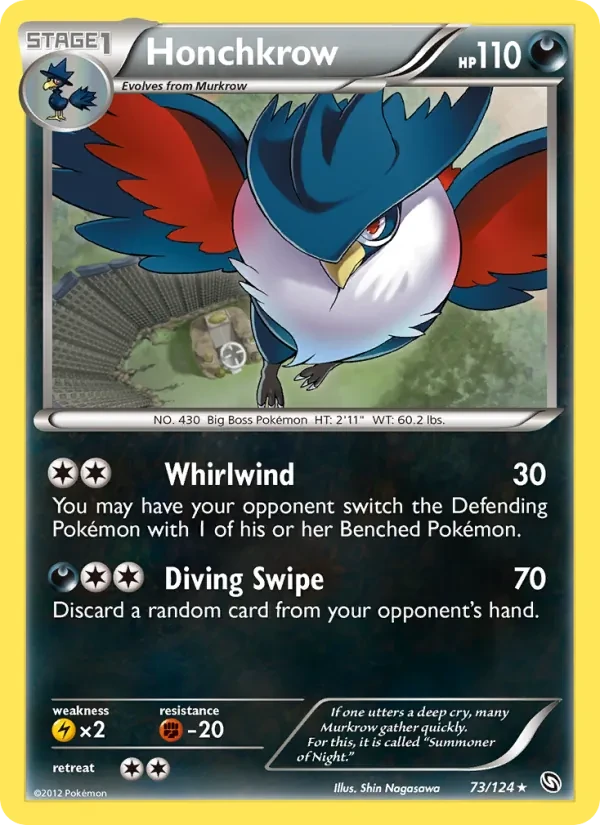 Honchkrow 73/124 Dragons Exalted Pokémon card