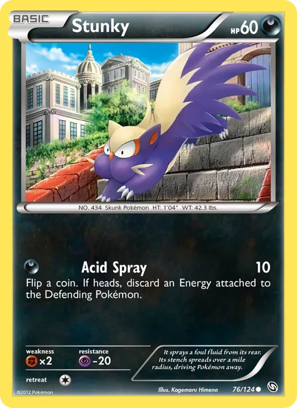 Stunky 76/124 Dragons Exalted Pokémon card