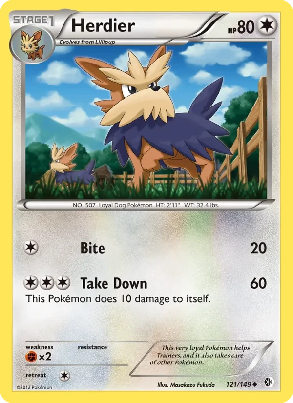 Herdier 121/149 Boundaries Crossed Pokémon card