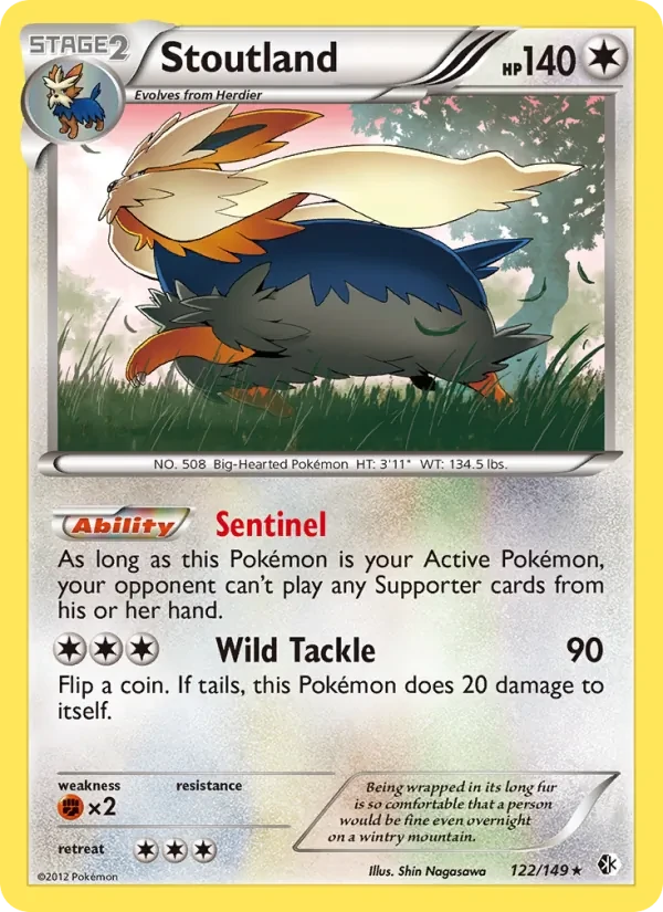 Stoutland 122/149 Boundaries Crossed Pokémon card