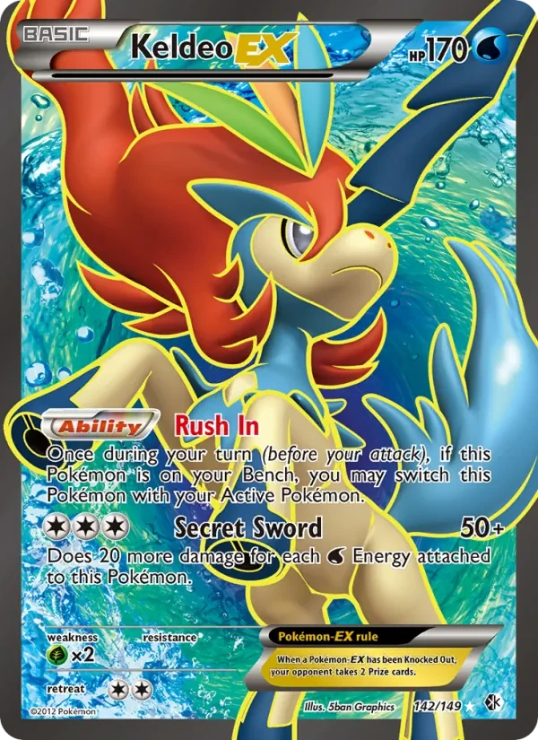 Keldeo-EX 142/149 Boundaries Crossed Pokémon card