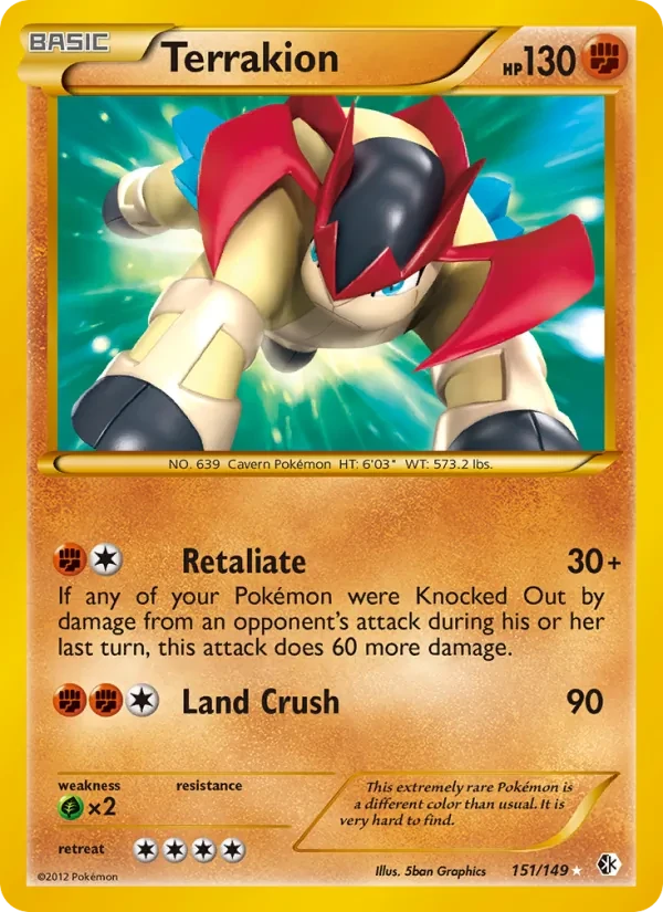 Terrakion 151/149 Boundaries Crossed Pokémon card