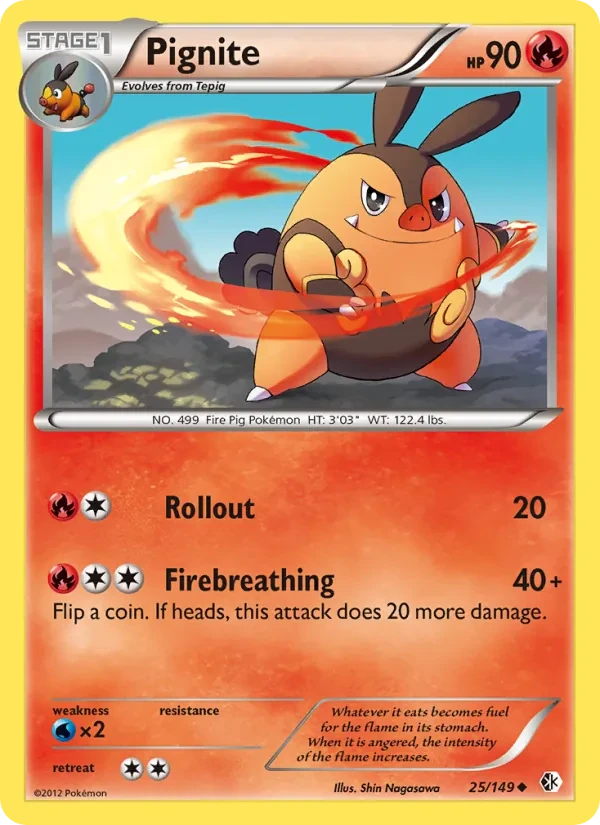 Pignite 25/149 Boundaries Crossed Pokémon Karte