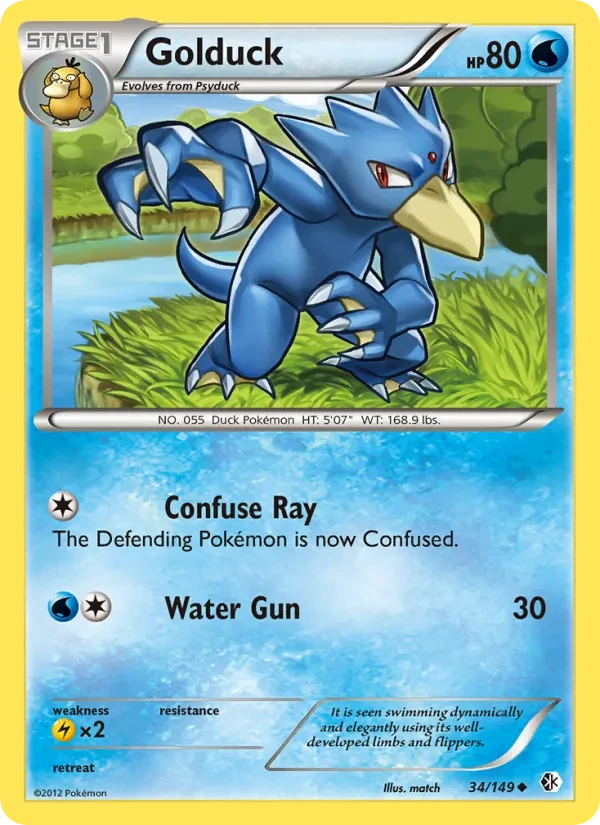 Golduck 34/149 Boundaries Crossed Pokémon card