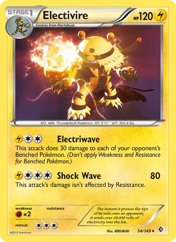 Electivire 54/149 Boundaries Crossed Pokémon card