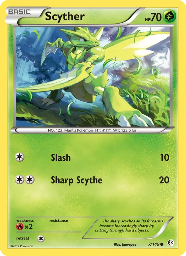 Scyther 7/149 Boundaries Crossed Pokémon card