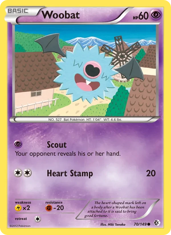 Woobat 70/149 Boundaries Crossed Pokémon card