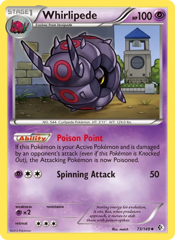Whirlipede 73/149 Boundaries Crossed Pokémon Karte