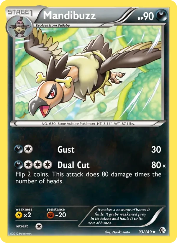 Mandibuzz 93/149 Boundaries Crossed Pokémon card