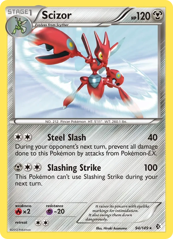 Scizor 94/149 Boundaries Crossed Pokémon card