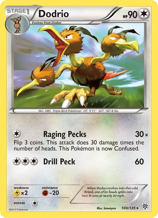 Dodrio 100/135 Plasma Storm Pokémon card