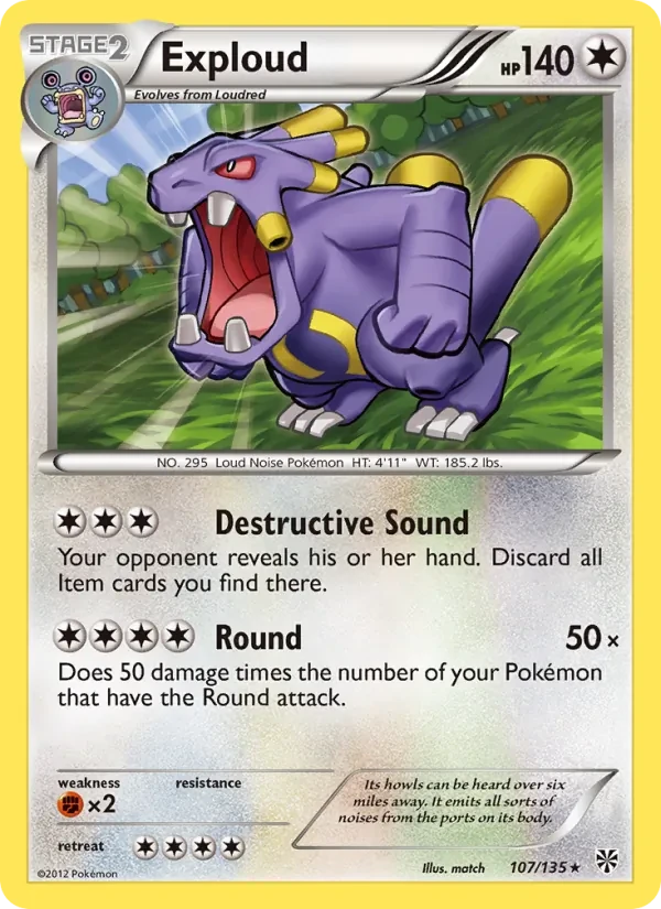 Exploud 107/135 Plasma Storm Pokémon card