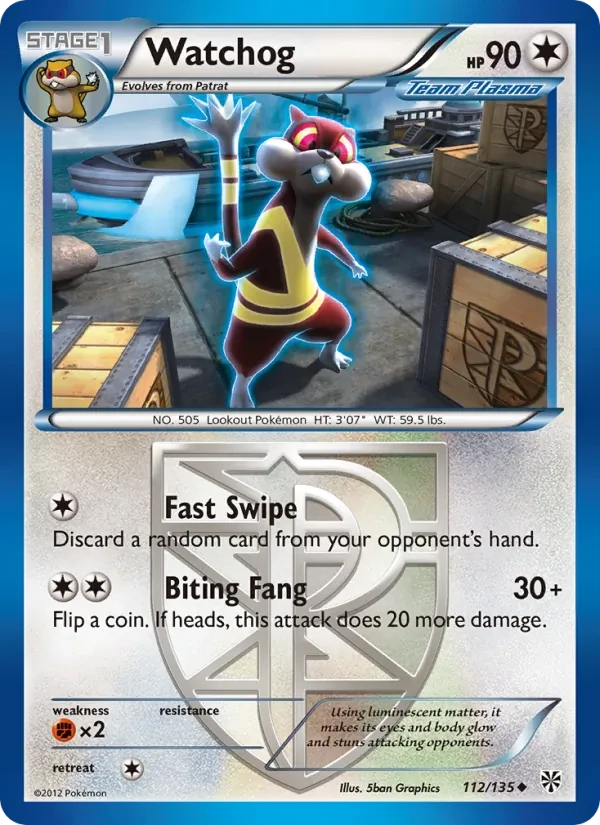 Watchog 112/135 Plasma Storm Pokémon card