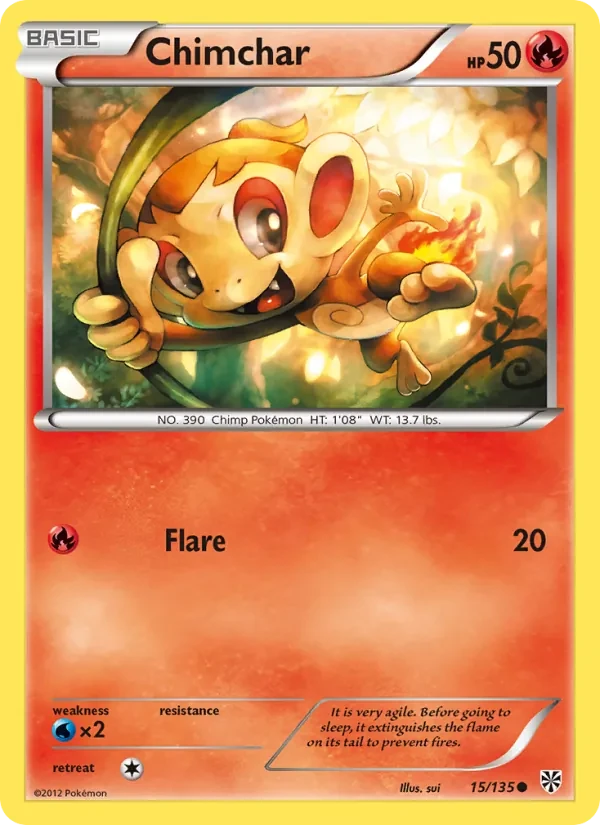 Chimchar 15/135 Plasma Storm Pokémon card