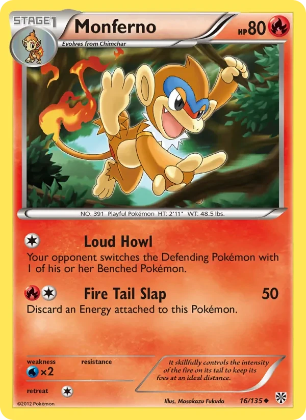Monferno 16/135 Plasma Storm Pokémon card
