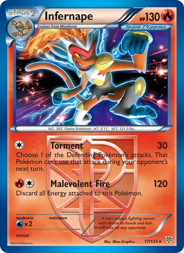 Infernape 17/135 Plasma Storm Pokémon card