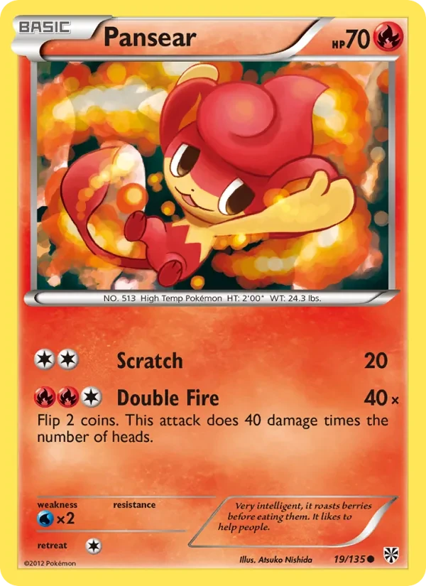 Pansear 19/135 Plasma Storm Pokémon card