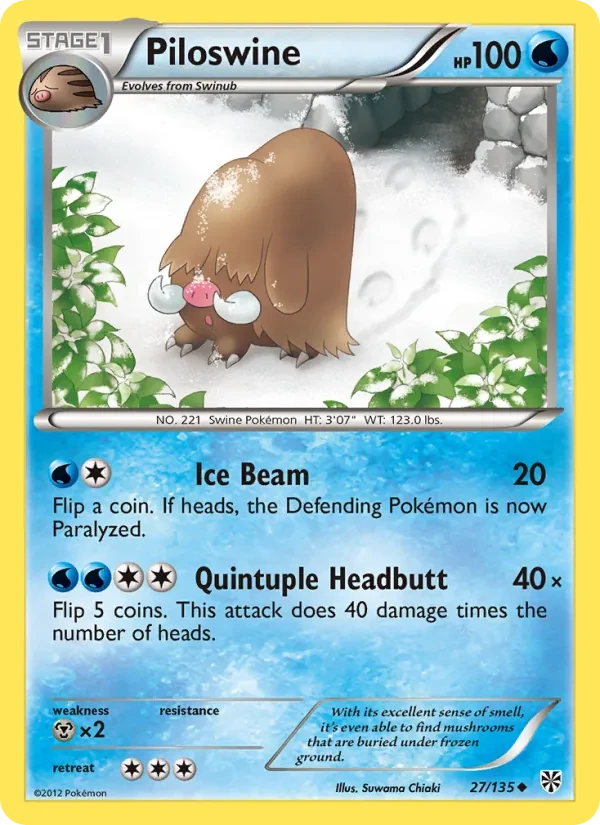 Piloswine 27/135 Plasma Storm Pokémon Karte