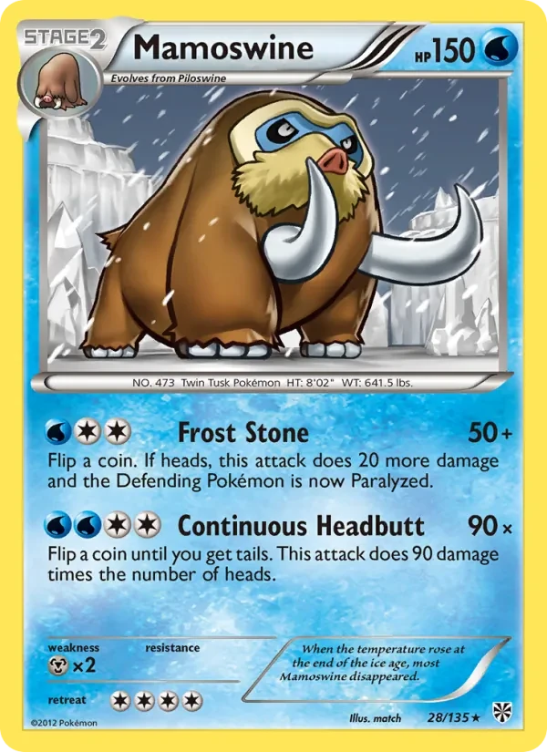 Mamoswine 28/135 Plasma Storm Pokémon card