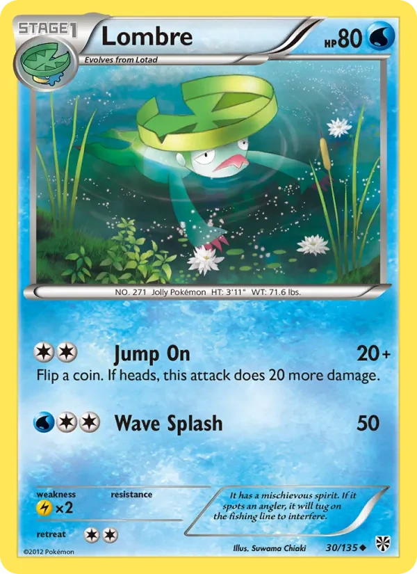 Lombre 30/135 Plasma Storm Pokémon card