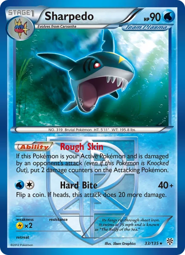 Sharpedo 33/135 Plasma Storm Pokémon kaart