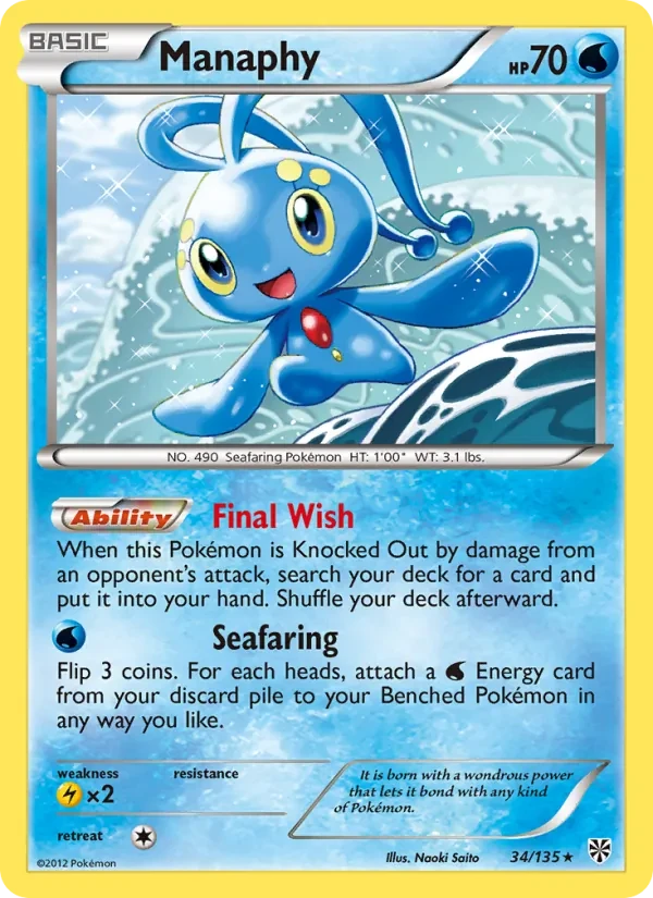 Manaphy 34/135 Plasma Storm Pokémon Karte