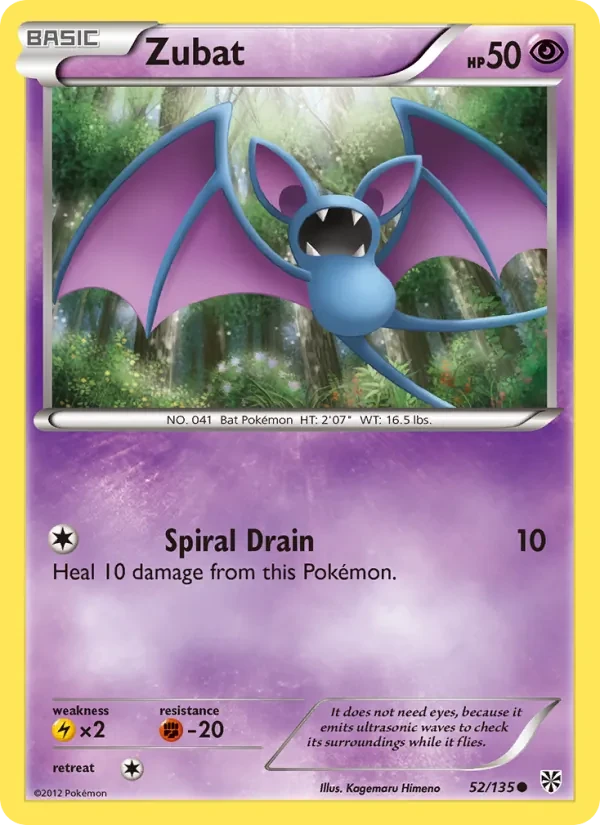 Zubat 52/135 Plasma Storm Pokémon card