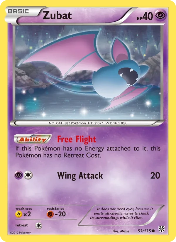 Zubat 53/135 Plasma Storm Pokémon card