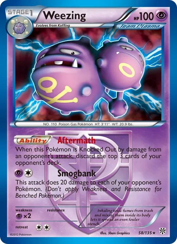 Weezing 58/135 Plasma Storm Pokémon card