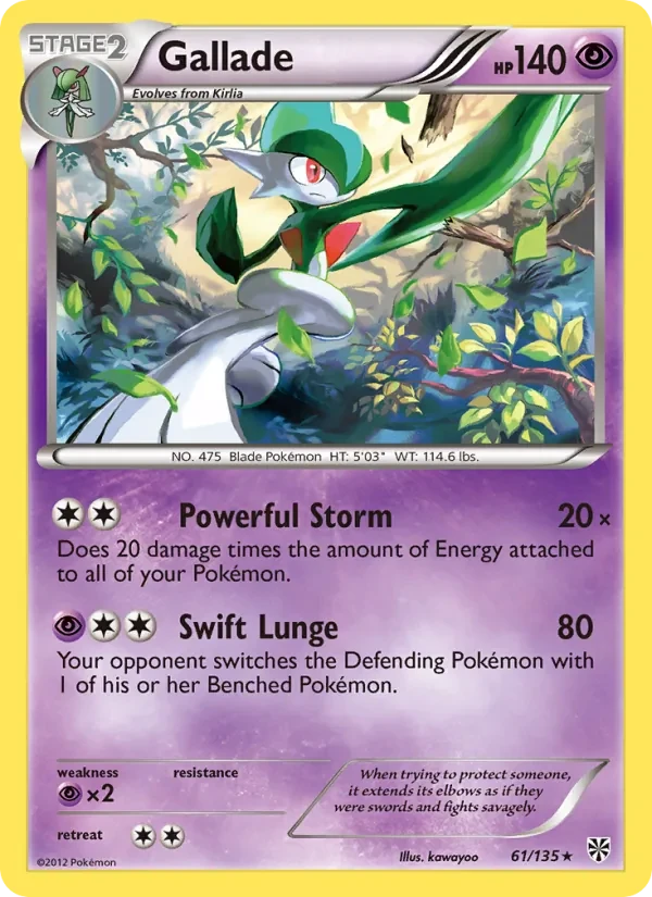 Gallade 61/135 Plasma Storm Pokémon card