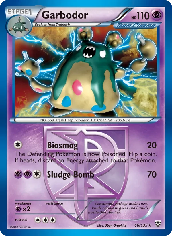 Garbodor 66/135 Plasma Storm Pokémon card