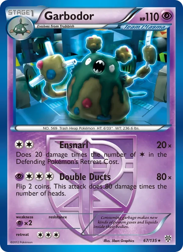 Garbodor 67/135 Plasma Storm Pokémon card
