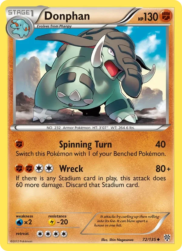Donphan 72/135 Plasma Storm Pokémon Karte