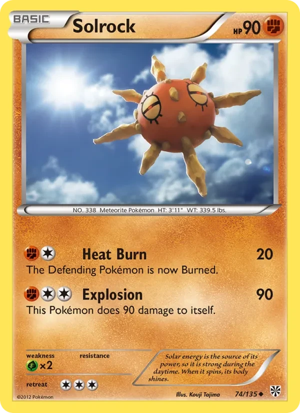 Solrock 74/135 Plasma Storm Pokémon card