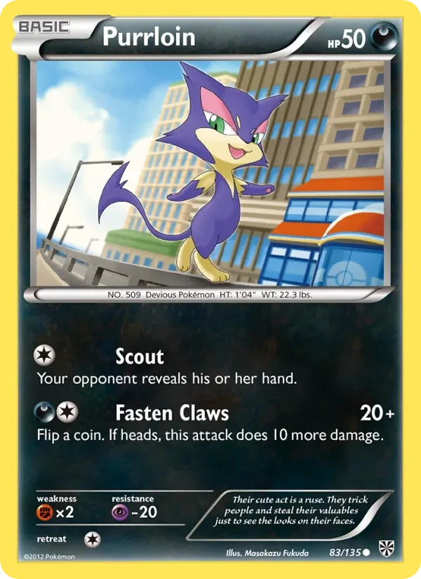 Purrloin 83/135 Plasma Storm Pokémon card